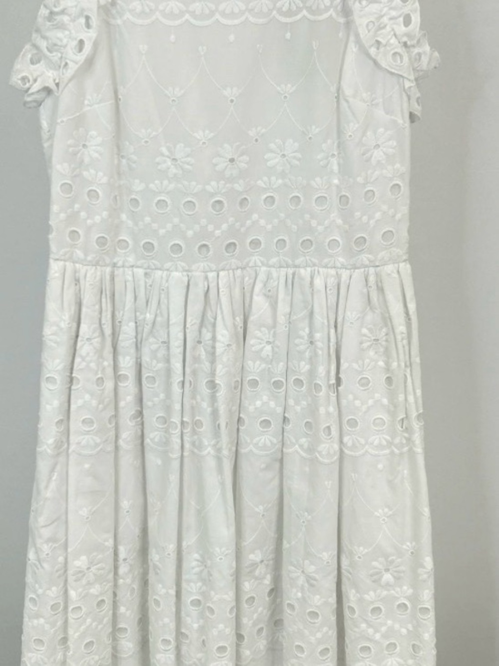 kate spade White Eyelet Floral Ruffle Sleeve Dress